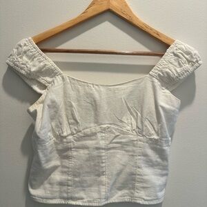 Abercrombie & Fitch White Women's Linen Top